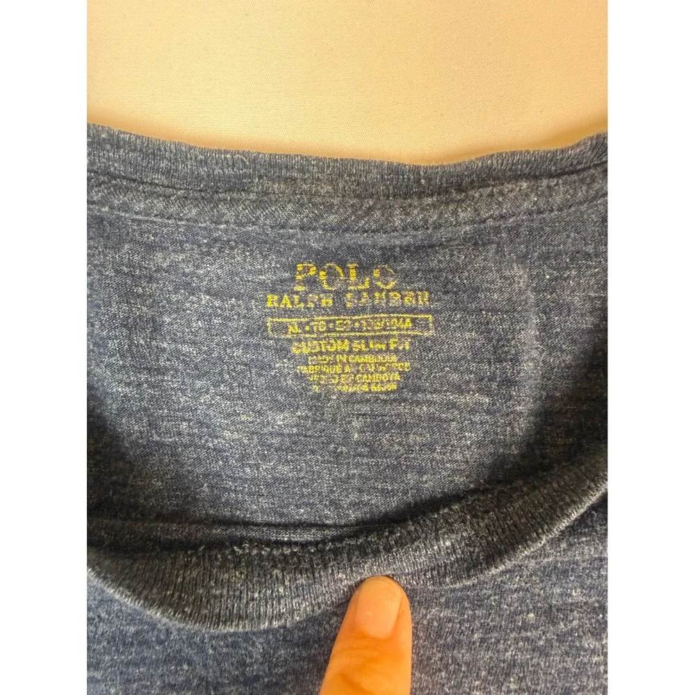 Polo Ralph Lauren Custom Slim Fit Blue‎ Heather Long Sleeve Tee Shirt XL